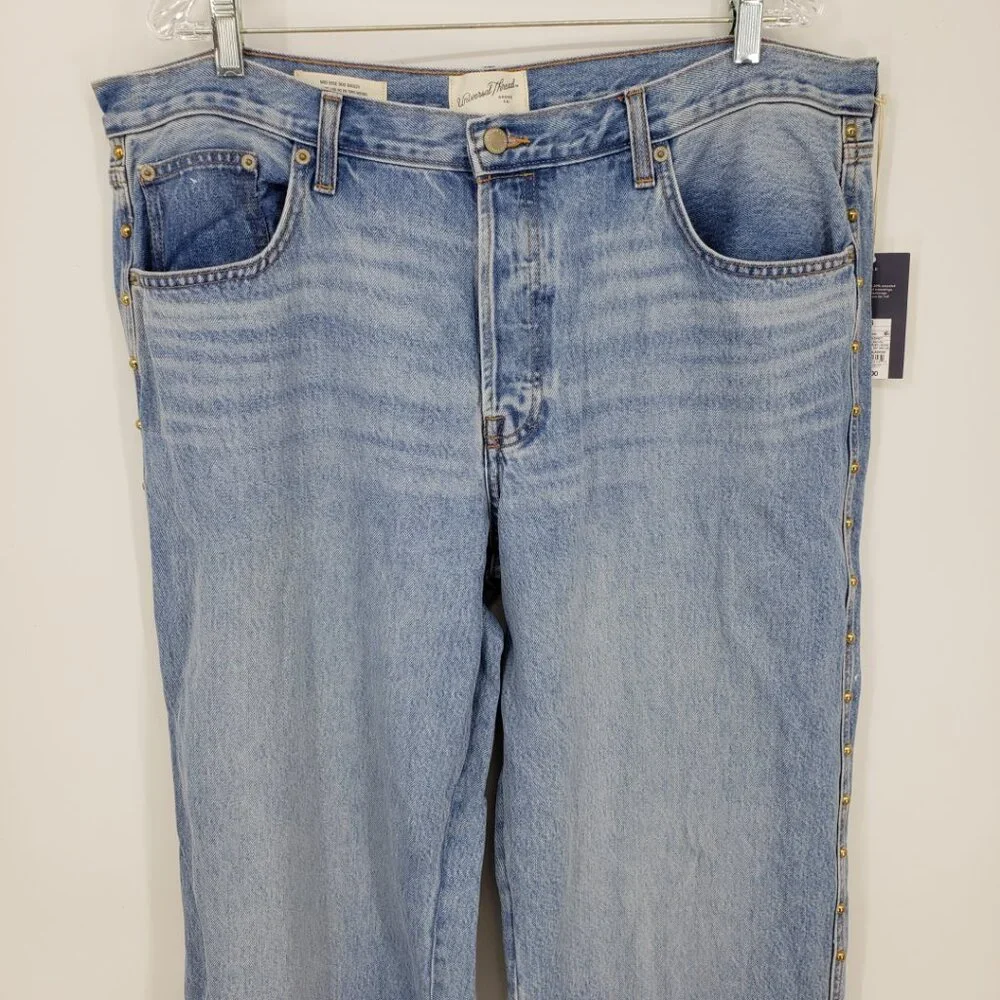 Universal Thread Studded Mid Rise 90s Baggy Jeans 16 Womens Light Wash Blue NEW - Picture 5 of 12
